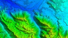 Colorful topographic map showing elevation changes.
