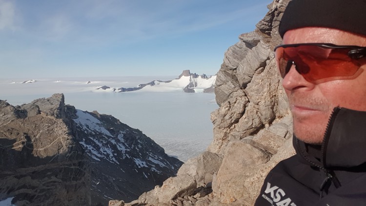 Espen Lynum, Director Operations at KSAT enjoying the beautiful Antarctic summer weather at Troll in December.