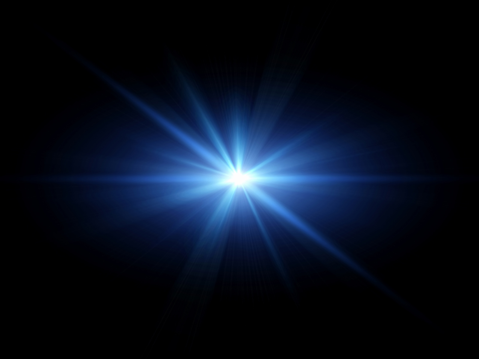 Bright blue light with rays emanating from the center against a black background.